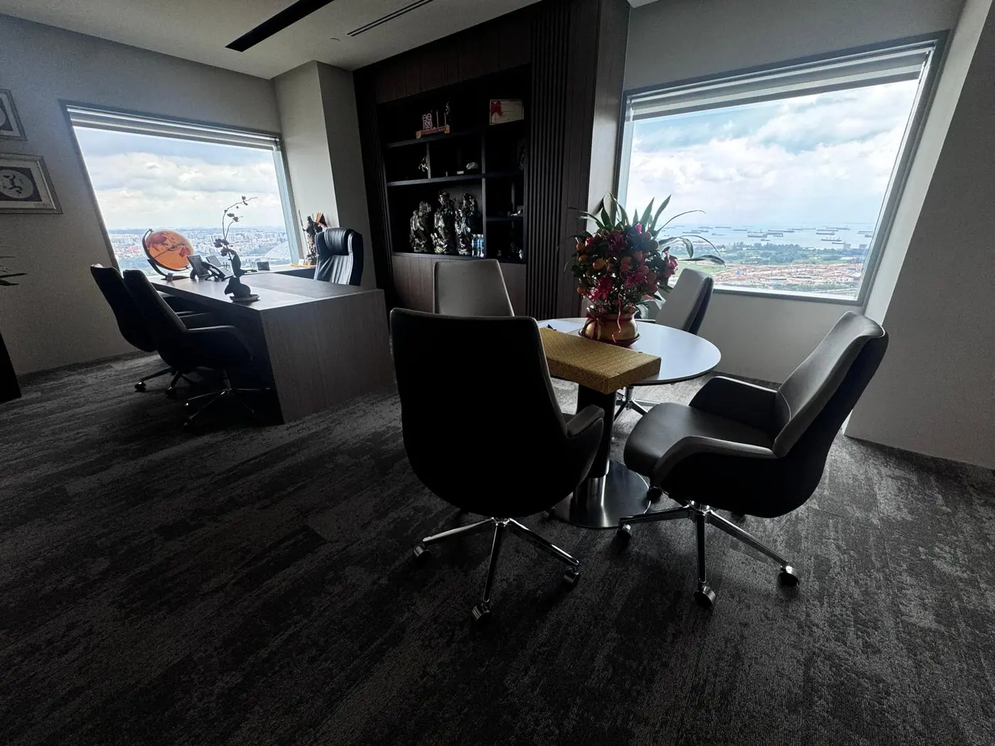 Completed executive office with desk and visitor seating